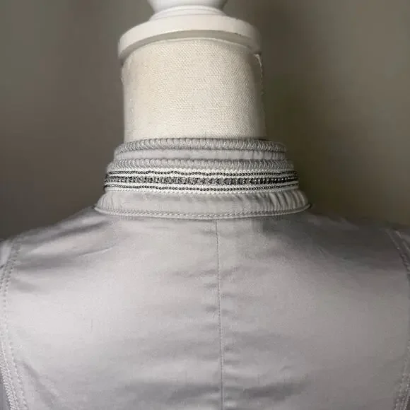 White House Black Market grey women's crop blacker jacket size 6 embelished - Picture 6 of 10